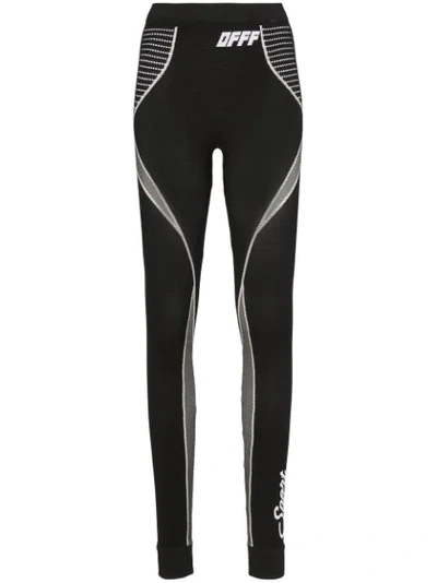 Off-white High-waisted Knitted Leggings In Black