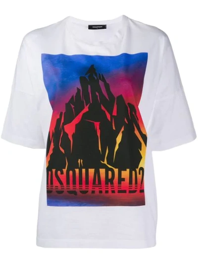 Dsquared2 Graphic Print Crewneck T-shirt In White