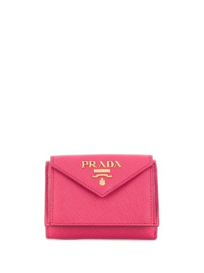 Prada Saffiano Leather Envelope Style Wallet - Pink