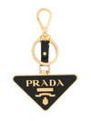 Prada Signature Logo Keyring In Black