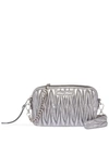 Miu Miu Matelassé Metallic Nappa Leather Shoulder Bag - Silver