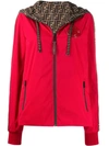 Fendi Monogram Trim Hooded Jacket - Red