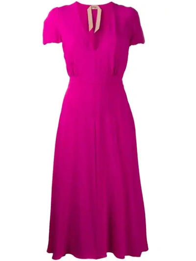 N°21 Short-sleeved Flared Dress In Pink