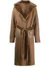 Liska Fur-trimmed Trench Coat In Brown