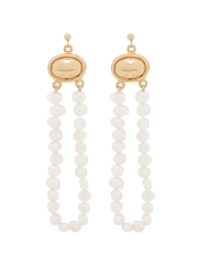 By Alona Pearl Loop Drop Earrings In  White: