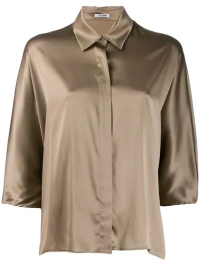 Styland Fluid Shirt In Brown