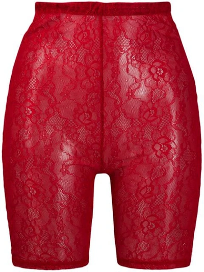 Styland Lace Cycling Shorts In Red