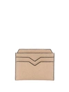 Valextra V-detail Leather Card Holder In Neutrals