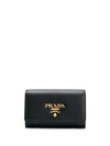 Prada Small Saffiano Leather Portfolio Style Wallet In F0002 Nero