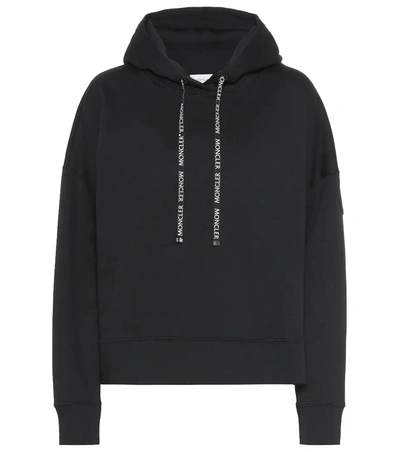 Moncler Logo Drawstrings Hoodie In Black