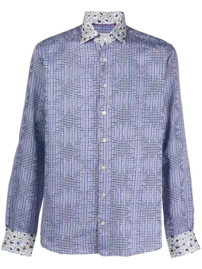 Etro Embroidered Long-sleeve Shirt In Blue