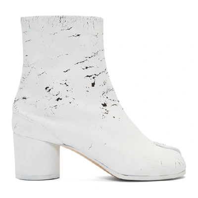 Maison Margiela Ssense Exclusive Black White-out Tabi Boots In T1021 White