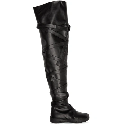 Maison Margiela Ssense Exclusive Black Tabi Low Thigh-high Boots In T8013 Black