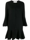 Valentino Flared Scalloped Coat In Black