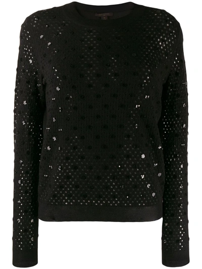 Pre-owned Louis Vuitton  Open Knit Sequinned Details Jumper In Black