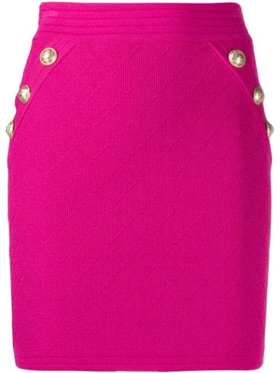 Balmain Diamond Quilted Mini Skirt In Pink