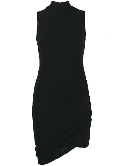 Balmain Draped Mini Dress In Black