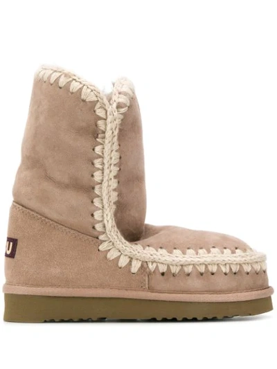 Mou Shearling-lined Suede Eskimo Boots In Neutrals