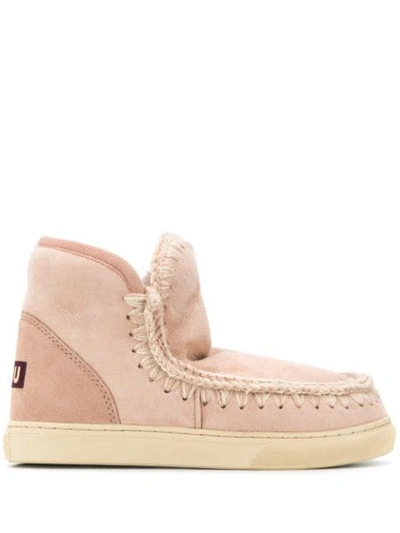Mou Lined Interior Ankle Boots In Pink