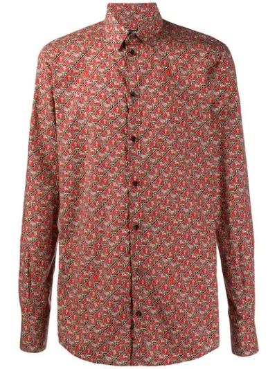 Dolce & Gabbana Geometric Embroidered Shirt In Red