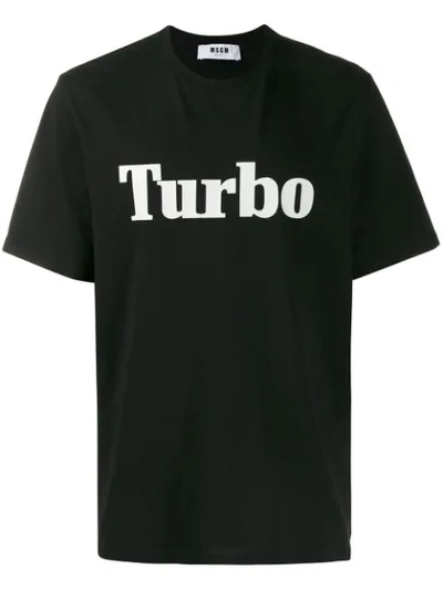 Msgm Turbo Slogan Print T-shirt In Black
