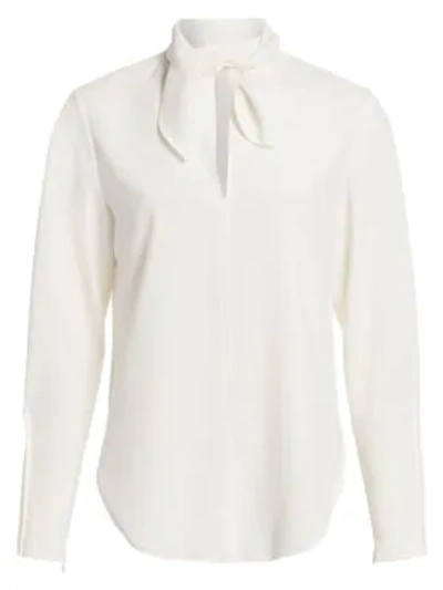 See By Chloé Tieneck Long-sleeve Crepe Blouse In Iconic Milk
