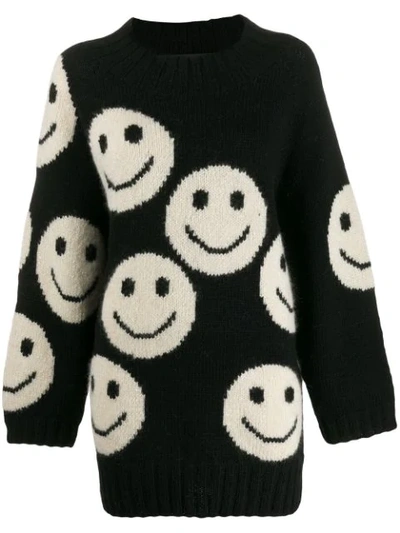 Marc Jacobs The Marchive Redux Oversized Hand-knit Intarsia Sweater In Black