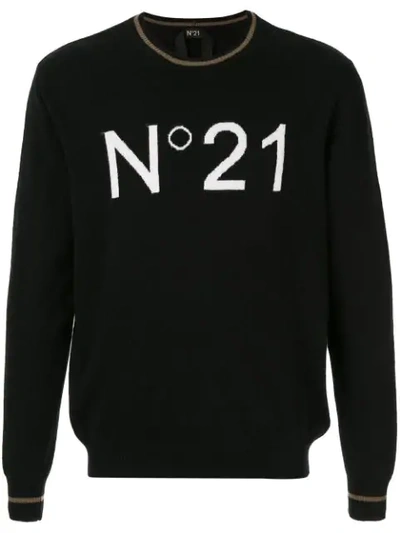 N°21 Logo Knitted Jumper In Black
