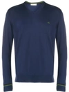 Etro V-neck Logo Sweatshirt In Blue
