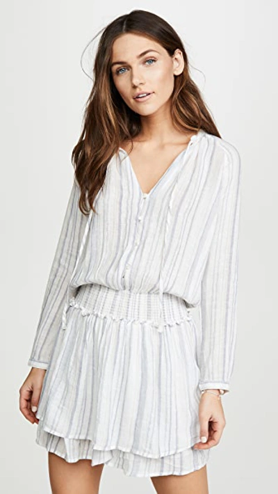 Rails Layla Stripe Long Sleeve Linen Blend Dress In Metallic Fiji Stripe