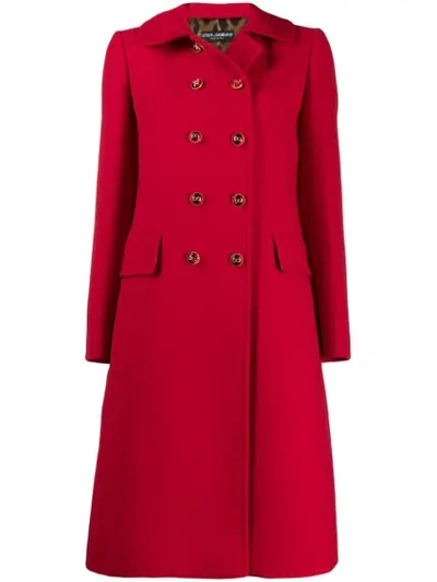 Dolce & Gabbana Double Breasted Mid-length Coat In Red