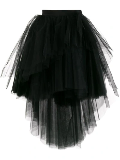 Brognano Tulle Asymmetric Hem Skirt In Black