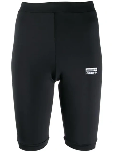 Adidas Originals Logo Print Cycling Shorts In Black
