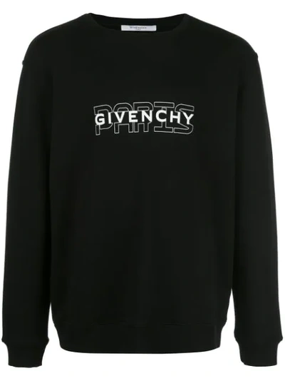 Givenchy Paris Printed Crewneck Sweater In Black