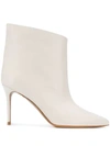 Alexandre Vauthier High Heels Ankle Boots In Beige Leather In White