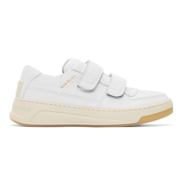 Acne Studios Perey Low-top Velcro-strap Leather Trainers In White/optic ...