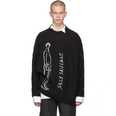 Loewe Oversized Embroidered Jumper In 1102 Blkwht