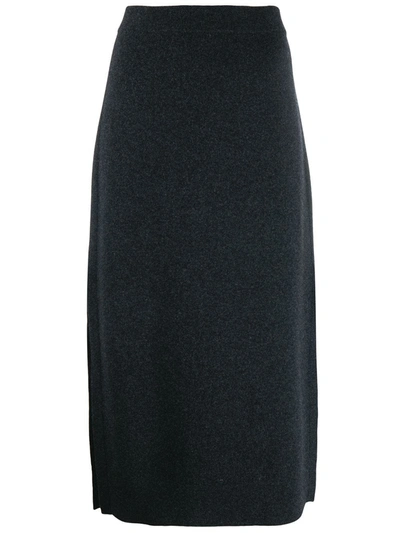 Pringle Of Scotland Side Slit Knitted Skirt In Navy