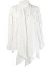 Chloé Billowing Bow-neck Blouse In White