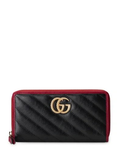 Gucci Gg Marmont Torchon Zip Wallet In Black