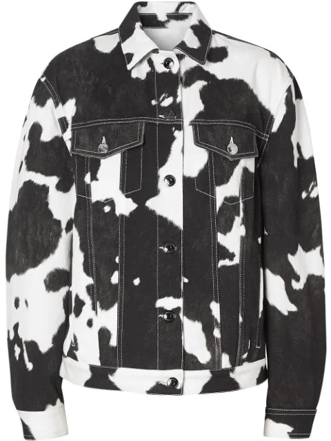 cow print jean jacket