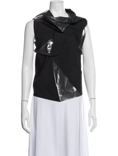 Pre-owned 132 5. Issey Miyake Asymmetrical Sleeveless Top In Black