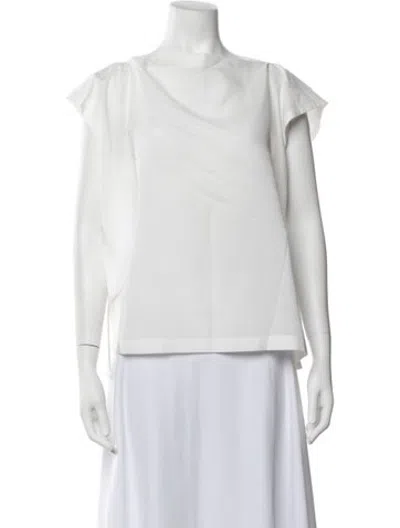 Pre-owned 132 5. Issey Miyake Bateau Neckline Short Sleeve Top In White