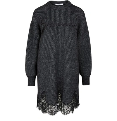 Givenchy Long-sleeved Short Dress In Gris Anthracite