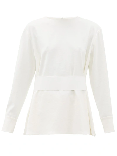 Tibi Chalky Draped Peplum Top In Ivory