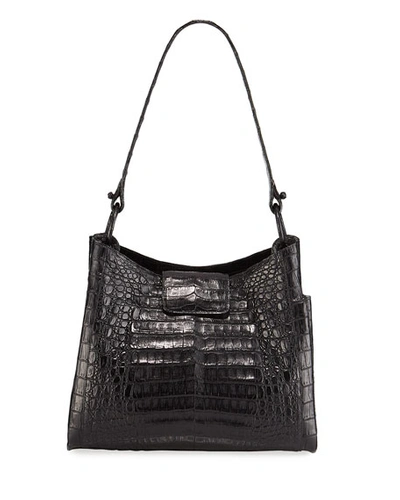Nancy Gonzalez Medium Soft Crocodile Hobo Bag In Black