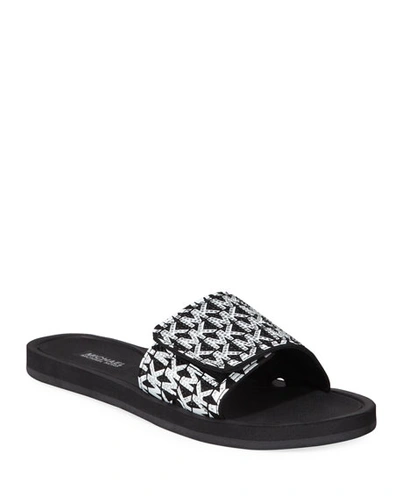 Michael Michael Kors Mk Pool Slide Sandals In Black/white