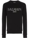 Balmain Men's Metallic Logo Crewneck Sweatshirt In Black