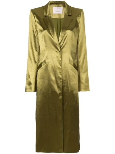 Cinq À Sept Vicky Satin Single-button Duster Coat In Dill