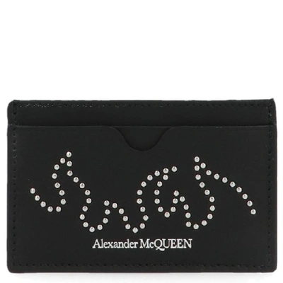 Alexander Mcqueen Studded Detail Cardholder In Black